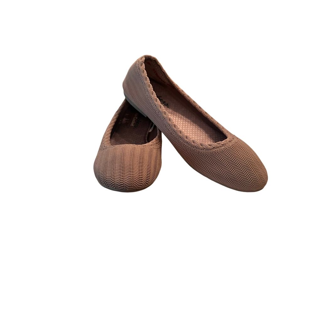 Skechers Women's 8 Taupe Cleo 2.0 Love Spell Memory Foam Knit Ballet Flats Shoe